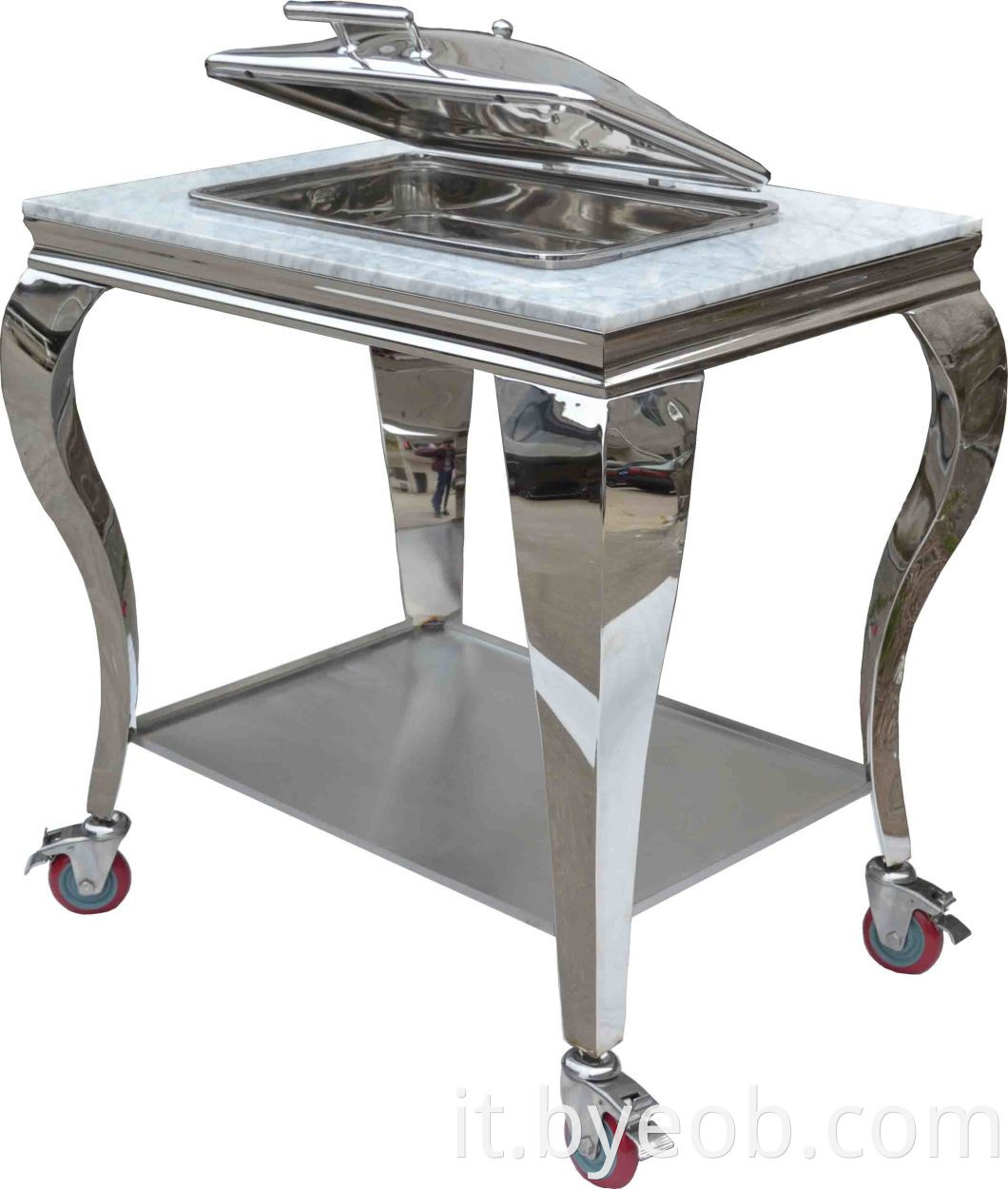 Chafing dish mobile con tavolo e stufa a buffet